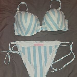 Striped Blue and White Bikini Set Victorias Secret